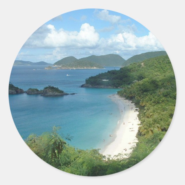 Trunk Bay, St. John, USVI Classic Round Sticker (Front)