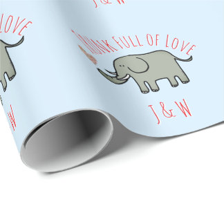 Trunk Full of Love Custom Initial Elephant Wrapping Paper