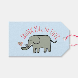 Trunk Full of Love Cute Elephant Doodle Gift Tags