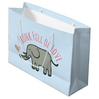 Trunk Full of Love Cute Elephant Doodle Large Gift Bag