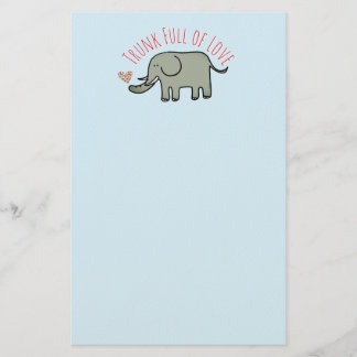Trunk Full of Love Cute Elephant Doodle Stationery