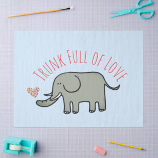 Trunk Full of Love Cute Elephant Doodle Tissue Paper