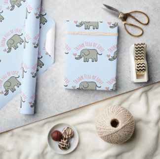 Trunk Full of Love Cute Elephant Doodle Wrapping Paper