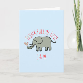 Trunk Full of Love Cute Elephant Valentine's Card