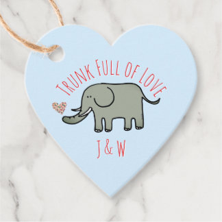 Trunk Full of Love Cute Elephant Valentine's Favour Tags
