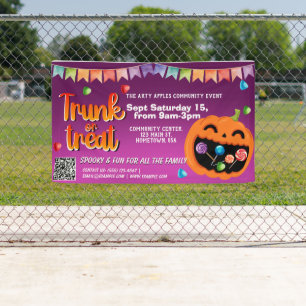 Trunk or Treat Event Banner Cute Pumpkin sign