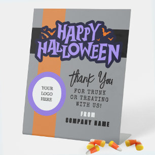 Trunk or Treat Gray Halloween Business Thank You Pedestal Sign