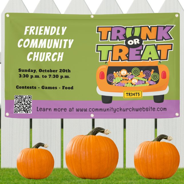 Trunk or Treat Halloween Banner (Trunk or Treat - Friendly Community Event - Church - School - Organization)