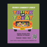 Trunk or Treat Halloween Banner Flyer<br><div class="desc">Invite your community to a friendly Trunk or Treat event at your local church, school, community centre or other location. Kid friendly trunk or treat flyer with QR code, organisation name, and details about the event. Purple, orange, green, black and white modern inviting colours. Perfect for your fall October Halloween...</div>