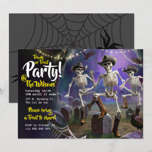 Trunk or Treat Halloween Dance Party, Skeletons Invitation
