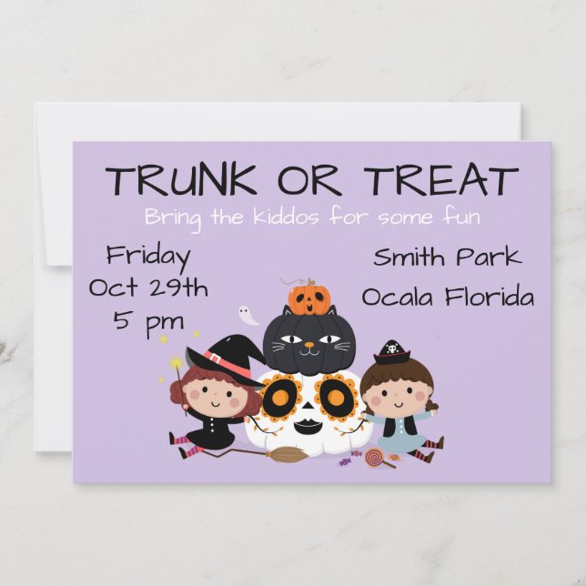 Trunk or Treat Halloween  Invitation (Front)