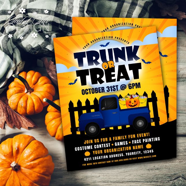 Trunk or Treat Halloween Truck Pumpkin Event Flyer (Creator Uploaded)