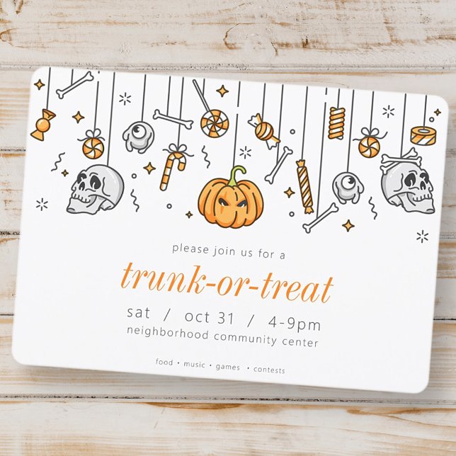Trunk or Treat Modern Chic Halloween Party Invitation (Creator Uploaded)