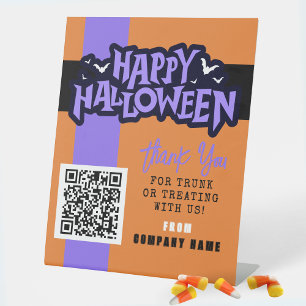 Trunk or Treat Orange Halloween Business Thank You Pedestal Sign