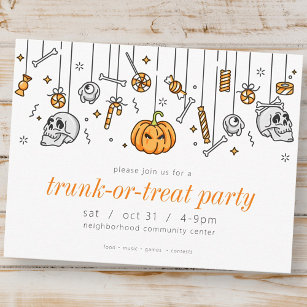 Trunk or Treat Party Modern Halloween Invitation Postcard
