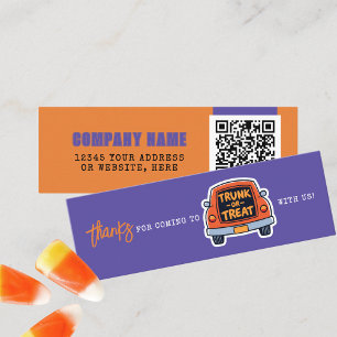 Trunk or Treat Purple Halloween Thank You Mini Business Card