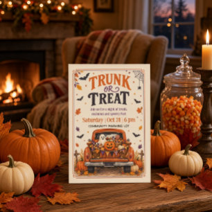 Trunk or Treat Vintage Halloween Truck Invitation