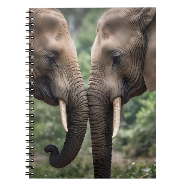 "Trunk to Trunk: A Gentle Elephant Embrace"  Notebook (Front)