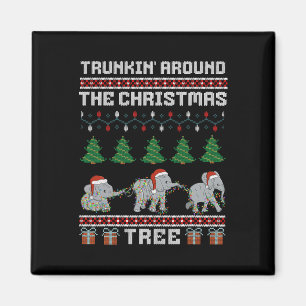 Trunkin Around The Christmas Tree Elephant Family Magnet