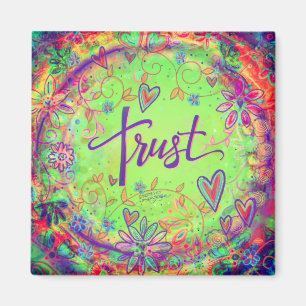 Trust Floral Pretty Hearts Colourful Inspirivity Magnet