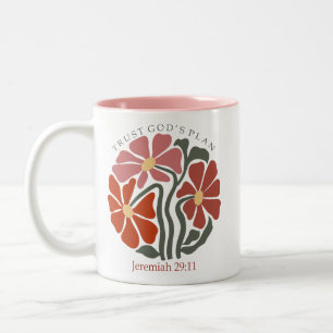 Trust gods plan Bible Verse Wildflower  Two-Tone Coffee Mug