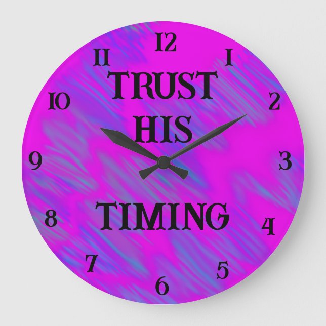 Trust His Timing Christian Inspirational Decor Large Clock (Front)