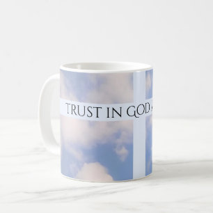 Trust in God Cross Light Blue Easter Coffee Mug