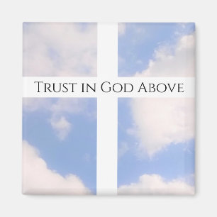 Trust in God Cross White and Blue Easter Magnet