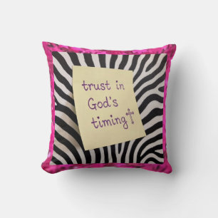 Trust in God's Timing pink glitter zebra y2k Cushion