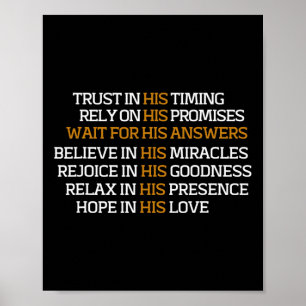 Trust In His Timing - Christian Easter Christmas  Poster