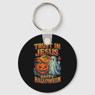 Trust In Jesus Cute Christian Vintage Halloween 90 Key Ring