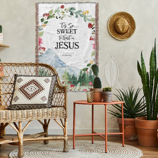 Trust In Jesus | Mountain Wildflower Monogram Throw Blanket (Creator Uploaded)