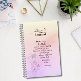 Trust in the Lord Bible Verse Floral Watercolor Notebook