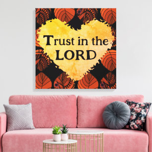 Trust In The Lord Fish Leaves Black Burnt Orange Canvas Print