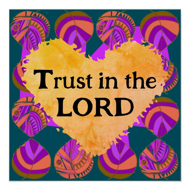 Trust In The Lord Fish Leaves Purple Green Orange Poster (Front)