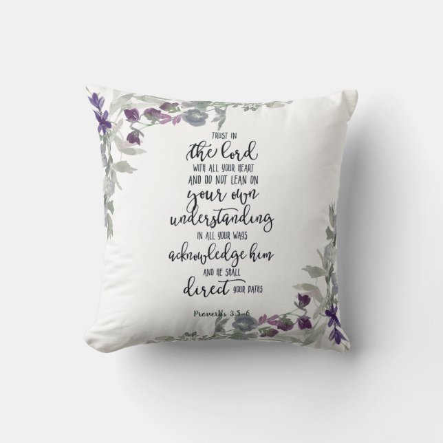 Trust in the Lord floral  Cushion (Front)