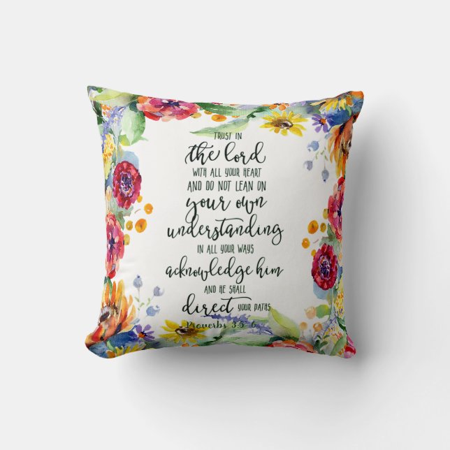 Trust in the Lord floral Cushion (Front)