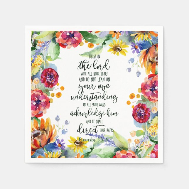 Trust in the Lord floral  Napkin (Front)