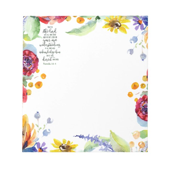 Trust in the Lord floral  Notepad (Front)