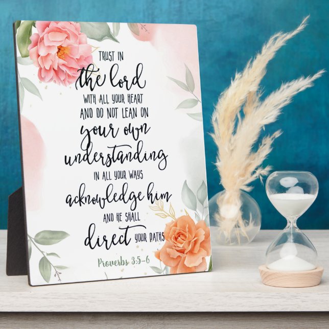 Trust in the Lord floral  Plaque (Side)