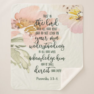 Trust in the Lord floral   Sherpa Blanket