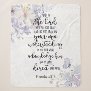 Trust in the Lord floral Sherpa Blanket