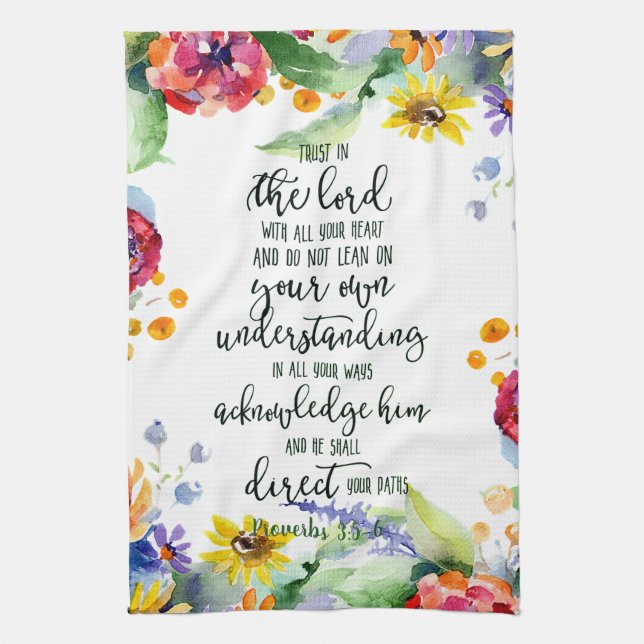 Trust in the Lord floral  Tea Towel (Vertical)