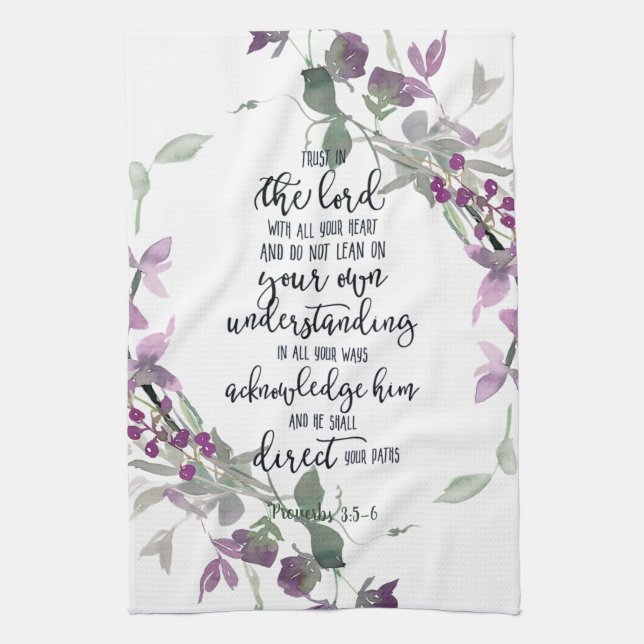 Trust in the Lord floral  Tea Towel (Vertical)