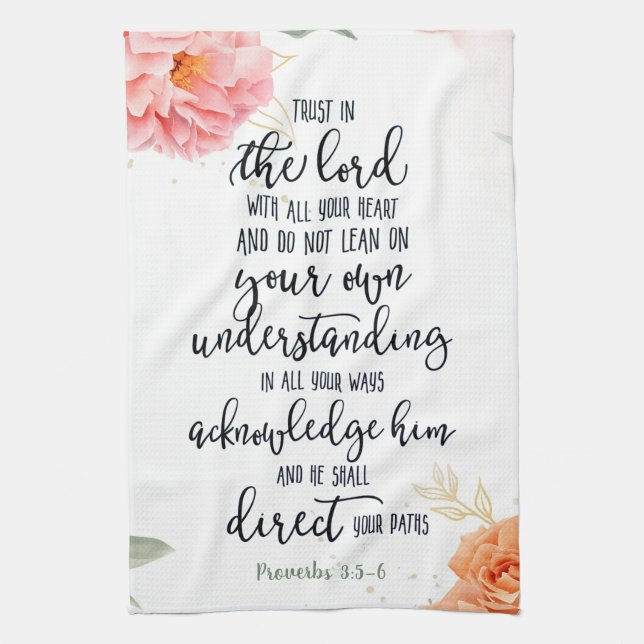 Trust in the Lord floral  Tea Towel (Vertical)