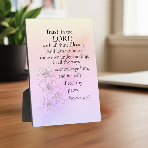 Trust in the Lord Floral Watercolor Scripture Plaque