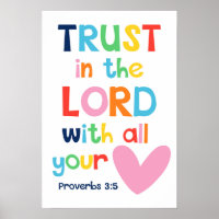 Trust In The Lord Kids Christian Bible Verse Poste
