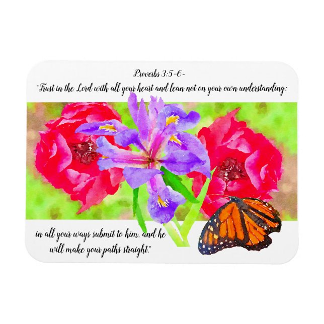 Trust In The Lord Monarch Butterfly in Garden Magnet (Horizontal)
