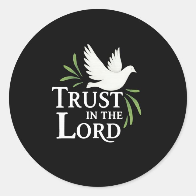 Trust in the Lord White Dove Christian Paper Plate Classic Round Sticker (Front)
