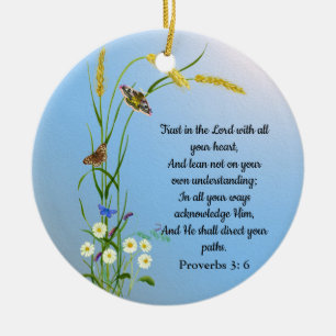 Trust in the Lord with all your heart Bible Verse Ceramic Tree Decoration